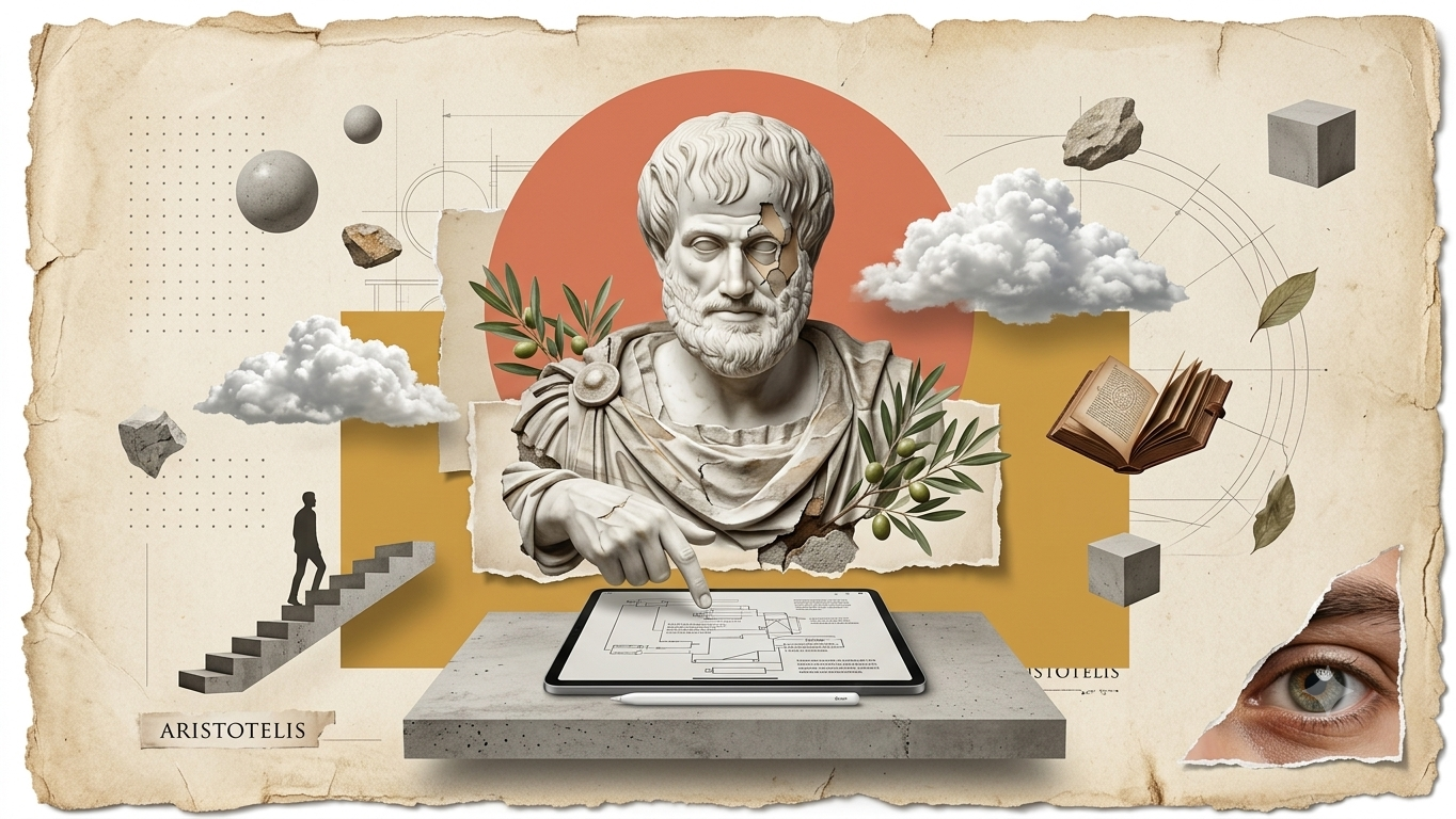 Collage of philosophy, geometric forms and paper