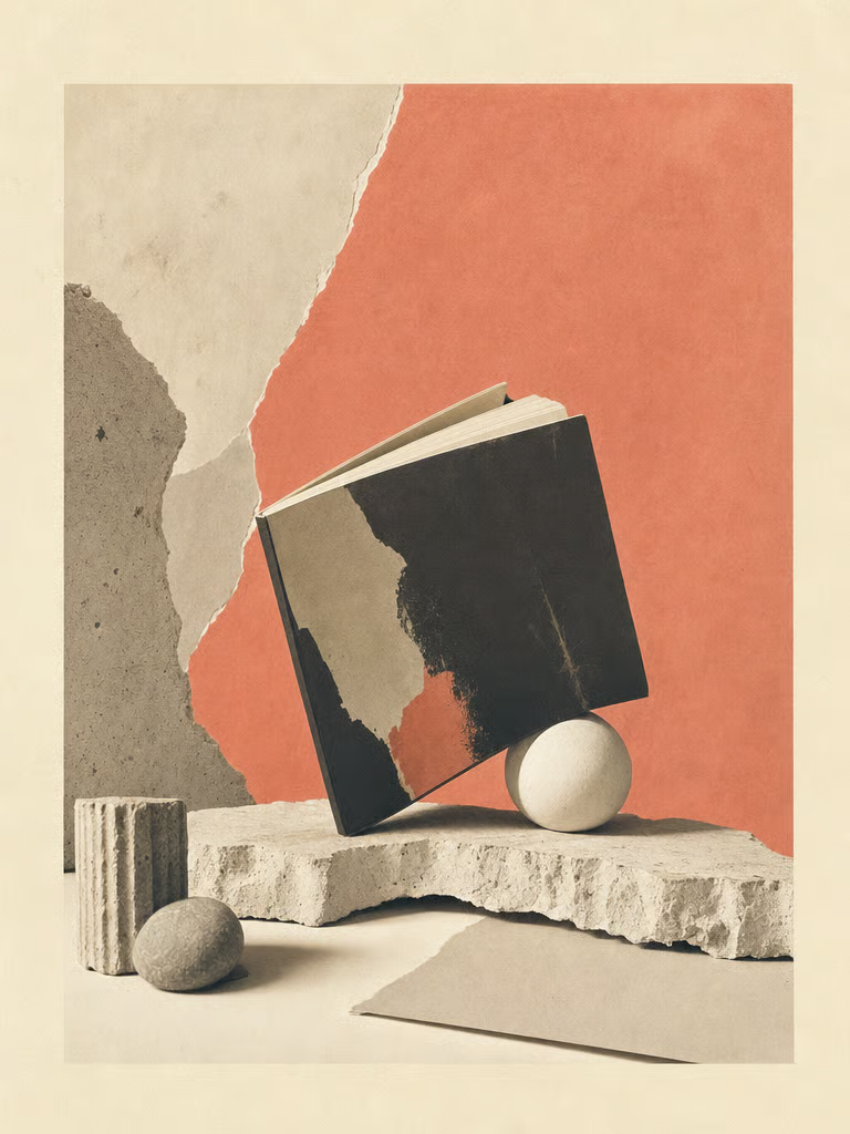 Collage of philosophy, geometric forms and paper
